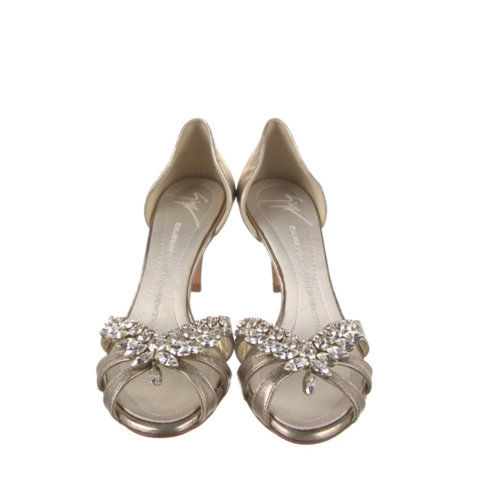 REDUCED Giuseppe Zanotti Leather Crystal Embellishments Sandals Heels 36.5 6.5